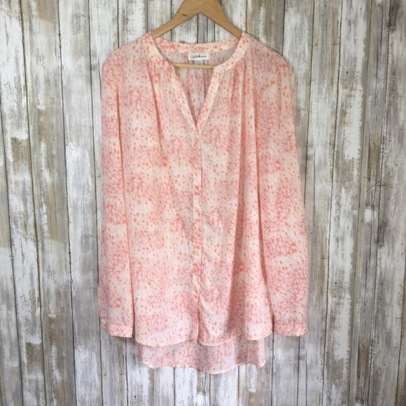 Jaclyn Smith Pink Dot Button Down - Picture 1 of 5